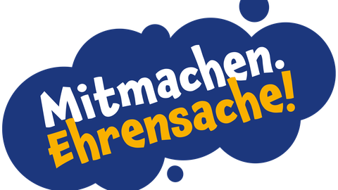 Das Logo zeigt eine blaue Wolke und den Schriftzug Mitmachen.Ehrensache!