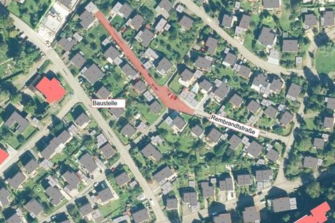Luftbild der Rembrandtstraße mit Baustellenbereich