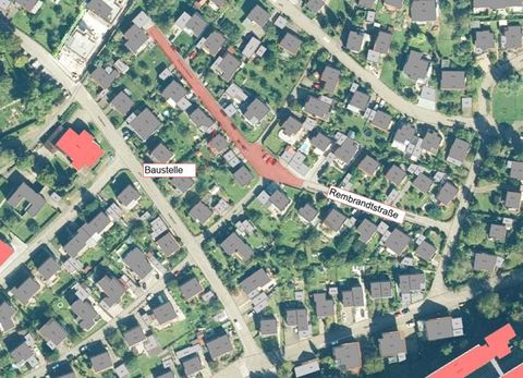Luftbild der Rembrandtstraße mit Baustellenbereich