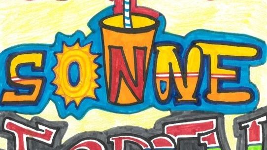 Bunter Schriftzug Sommer Sonne Ferien 