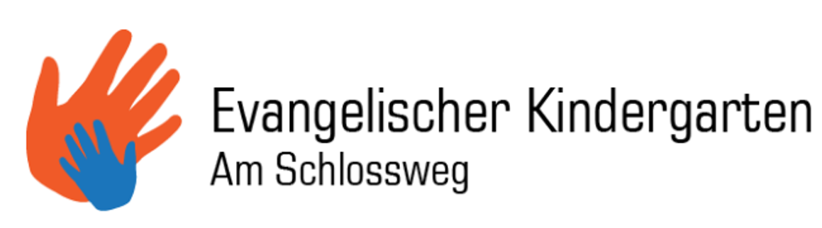 Logo Kindergarten Schlossweg mit zwei Händen und dem Schriftzug