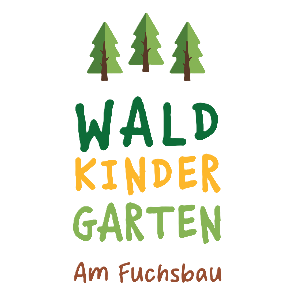 Logo Kindergarten bestehend aus drei Tannenbäumen und Schriftzug