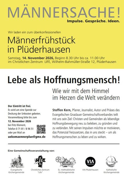 Plakat mit allen Informationen zum Männerfrühstück 